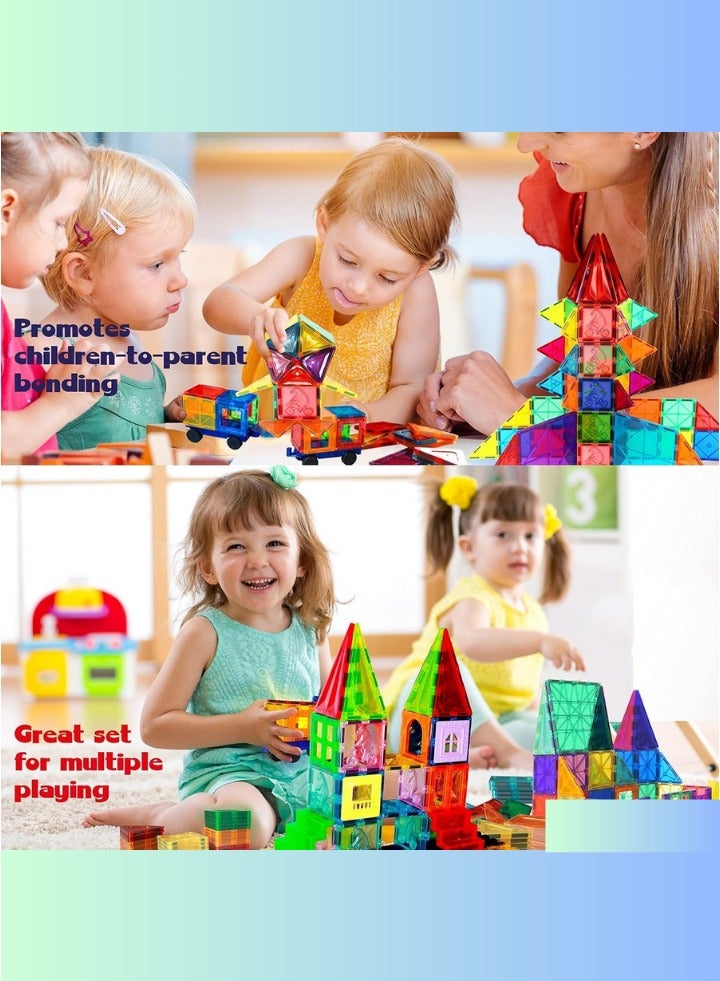 بيكي كيدز ١٣٠ قطعة من البلاط المغناطيسي للأطفال، مكعبات مغناطيسية تعليمية معتمدة لتنمية المهارات، ألعاب ثلاثية الأبعاد بأسلوب مونتيسوري للأولاد والبنات، لبناء الهياكل والأشكال وتعزيز نشاط الدماغ والإبداع - Image 3