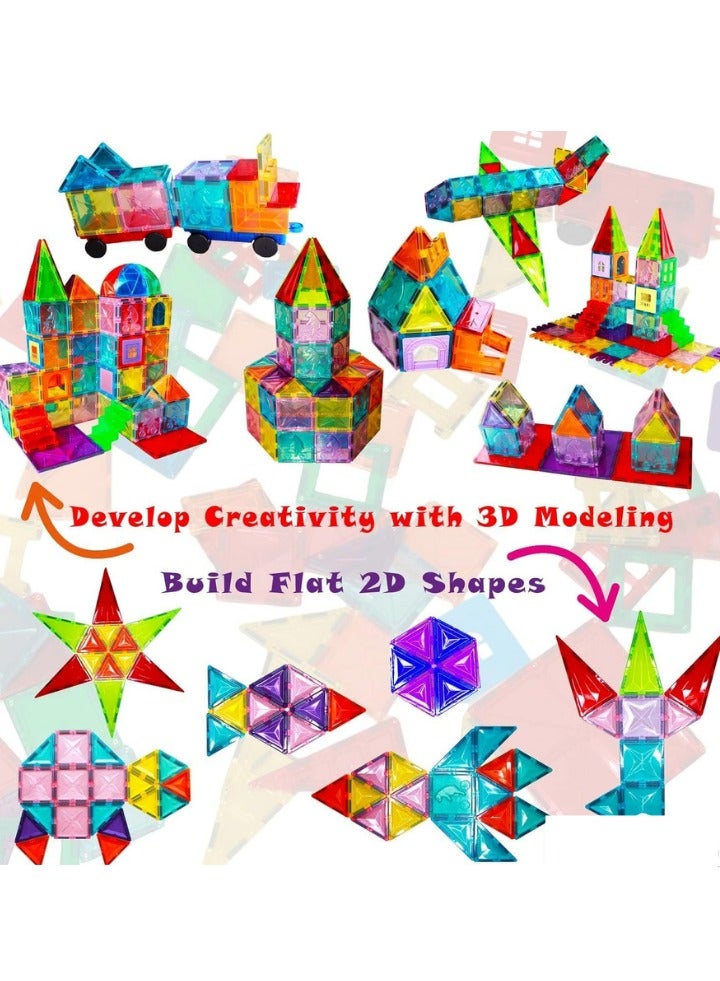 بيكي كيدز ١٣٠ قطعة من البلاط المغناطيسي للأطفال، مكعبات مغناطيسية تعليمية معتمدة لتنمية المهارات، ألعاب ثلاثية الأبعاد بأسلوب مونتيسوري للأولاد والبنات، لبناء الهياكل والأشكال وتعزيز نشاط الدماغ والإبداع - Image 4