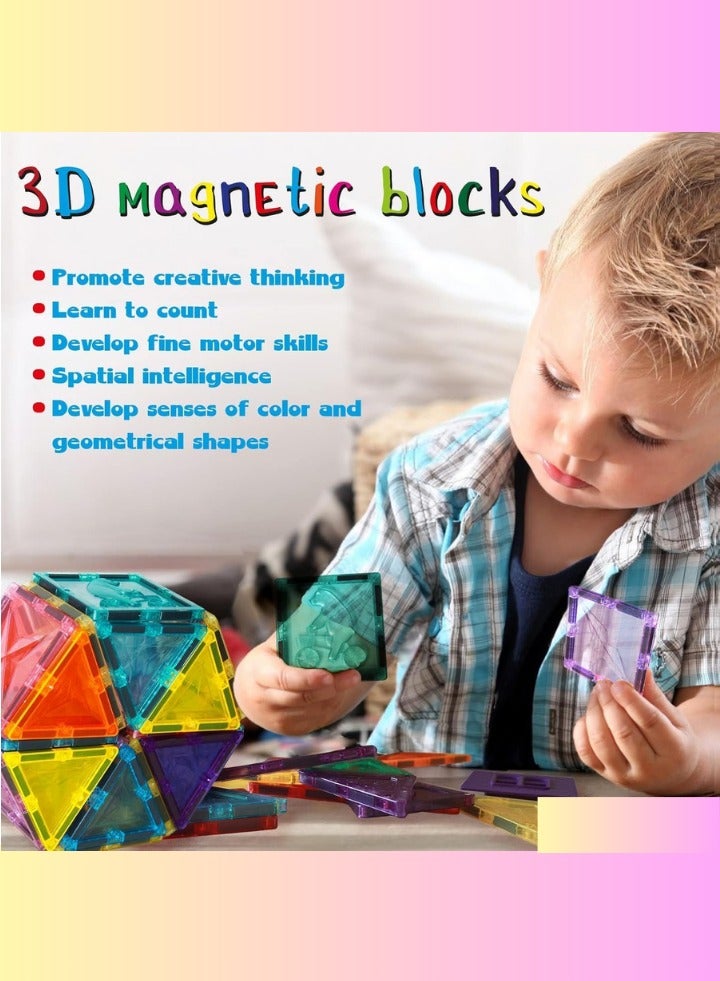 بيكي كيدز ١٣٠ قطعة من البلاط المغناطيسي للأطفال، مكعبات مغناطيسية تعليمية معتمدة لتنمية المهارات، ألعاب ثلاثية الأبعاد بأسلوب مونتيسوري للأولاد والبنات، لبناء الهياكل والأشكال وتعزيز نشاط الدماغ والإبداع - Image 5