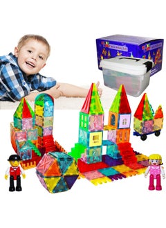 PEAKY KIDS 130 pcs magnetic tiles for kids,  stem approved educational magnetic blocks, 3d montessori toys for boys girls, constructing structures shapes building sets for brain activity & creativity  - Image 1