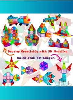 PEAKY KIDS 130 pcs magnetic tiles for kids,  stem approved educational magnetic blocks, 3d montessori toys for boys girls, constructing structures shapes building sets for brain activity & creativity  - Image 2