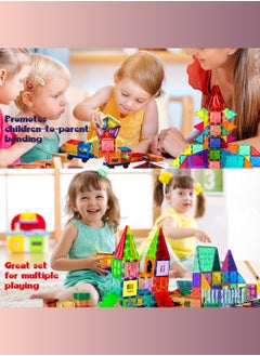 PEAKY KIDS 130 pcs magnetic tiles for kids,  stem approved educational magnetic blocks, 3d montessori toys for boys girls, constructing structures shapes building sets for brain activity & creativity  - Image 3