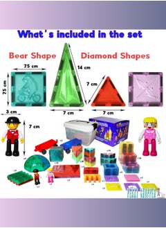 PEAKY KIDS 130 pcs magnetic tiles for kids,  stem approved educational magnetic blocks, 3d montessori toys for boys girls, constructing structures shapes building sets for brain activity & creativity  - Image 4