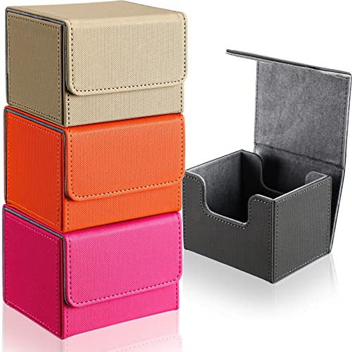 Yookeer 4 Pieces Leather Deck Card Boxes Cards Deck Game Box for Collectible Playing Card Box Compatible with MTG CommanderPink Orange Sand GrayHorizontal - Image 1