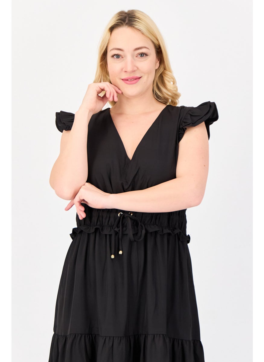 Area Stars Women Pleated Maxi Dress, Black  - Image 2