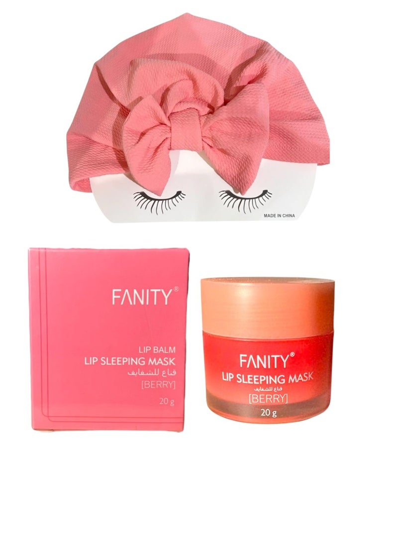 فانيتي ڤيولا مجموعة /غطاء رأس مع ماسك لشفاة بشمع النحل