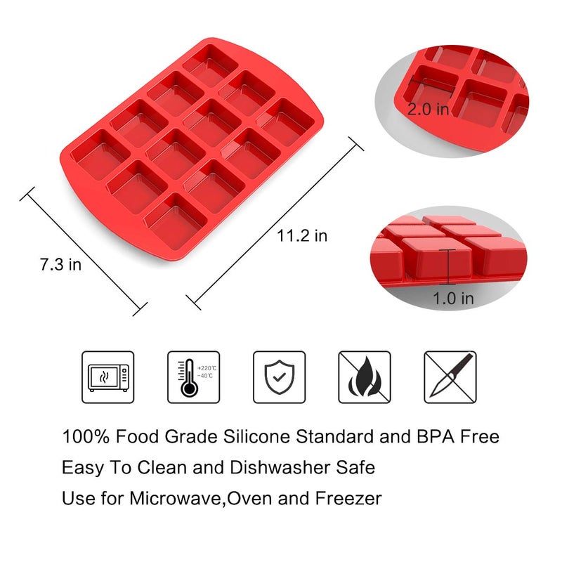 SILIVO Silicone Brownie Pan with Dividers - 2 Pack 12-Cavity Non-Stick Silicone Molds for Brownie Bites, Fudges and Minecraft Cakes - Image 5