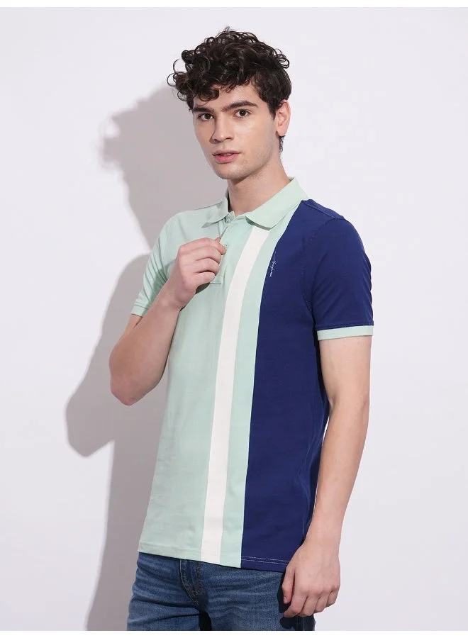 بيينغ هيومان Mens Mint Polo Collar Short Sleeve Polo T-Shirt