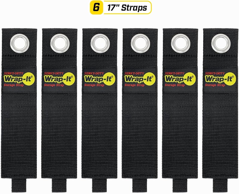 Wrap-It Storage Heavy-Duty Straps, 17-inch (6 Pack) - Extension Cord Organizer, Storage, Cord Straps, Cable Straps for Hoses, Rope, RV, Workshop, Boat, Tools, and Garage Wall Storage and Organization - Image 3