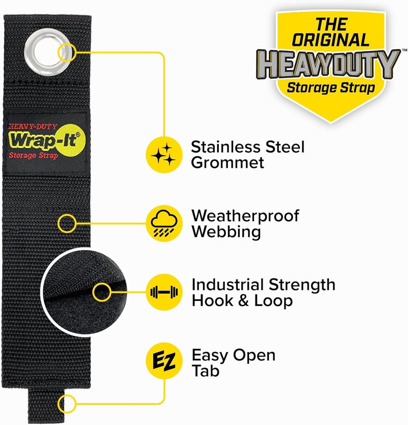 Wrap-It Storage Heavy-Duty Straps, 17-inch (6 Pack) - Extension Cord Organizer, Storage, Cord Straps, Cable Straps for Hoses, Rope, RV, Workshop, Boat, Tools, and Garage Wall Storage and Organization - Image 5