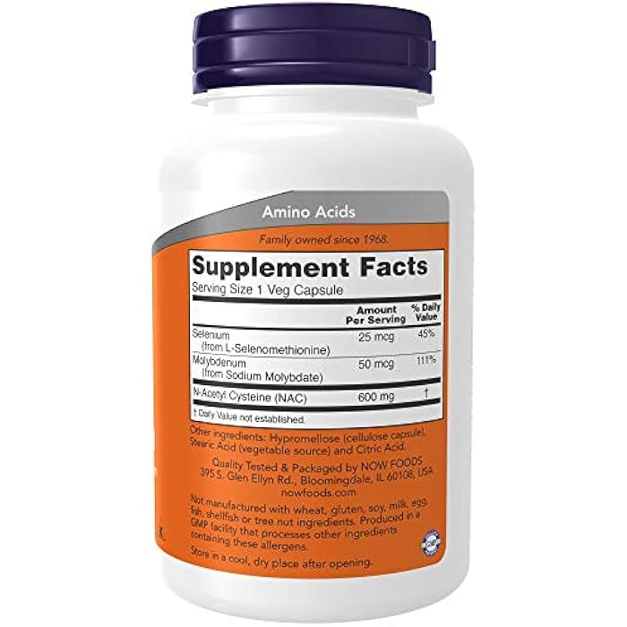 Now Foods Nac-Acetyl Cysteine 600mg, 250 Vcaps (500 (250X2)) - Image 3