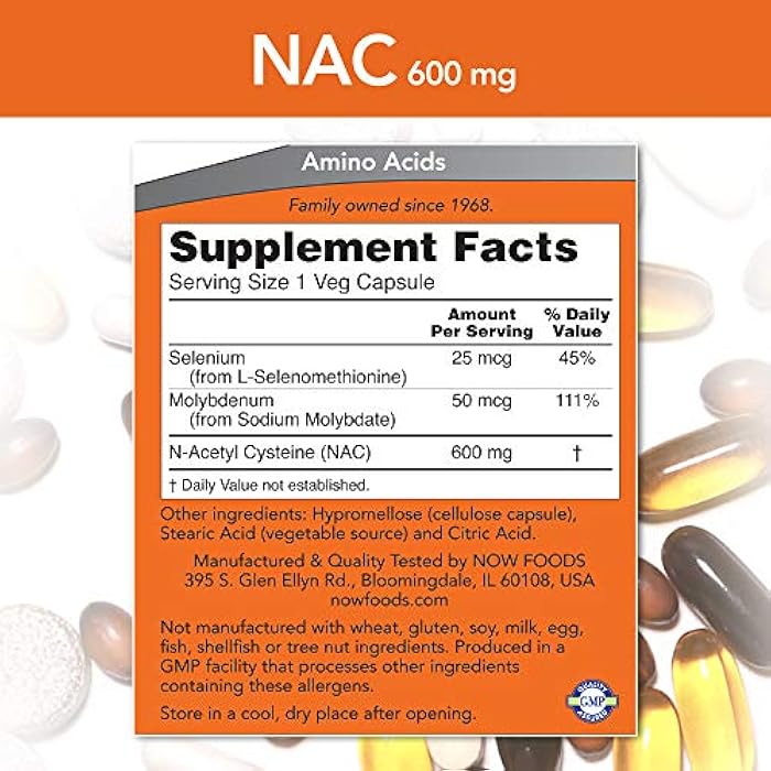 Now Foods Nac-Acetyl Cysteine 600mg, 250 Vcaps (500 (250X2)) - Image 4