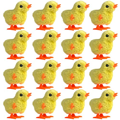 YOFOBU 16 Pack Wind Up Chicken Novelty Jumping Chicken Gag Plush Chicks for Kids Party Favors Supplies PropsHalloween PartyEaster Basket Stuffers Cinco De Mayo - Image 1