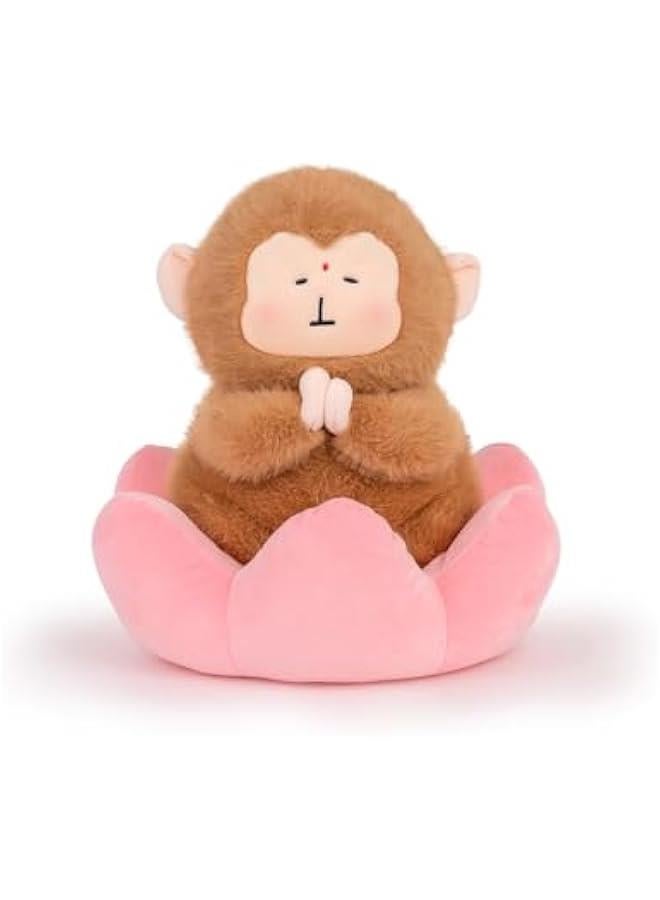 Monkey Stuffed Animal Cute Monkey Plush Soft Monkey Plushie with Lotus Monkey Toy Gift for Kids(10.5Inch) - Image 1