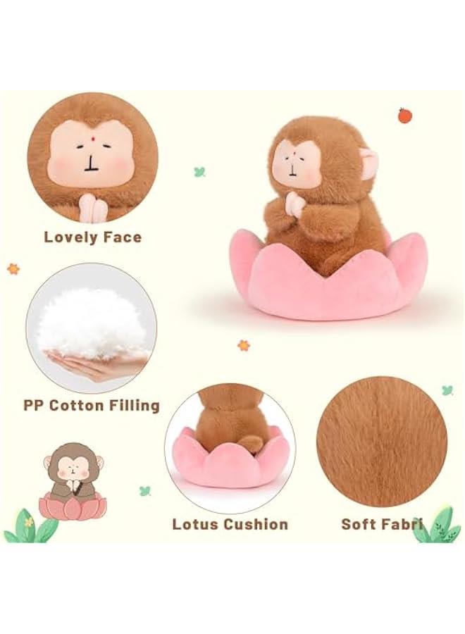 Monkey Stuffed Animal Cute Monkey Plush Soft Monkey Plushie with Lotus Monkey Toy Gift for Kids(10.5Inch) - Image 5