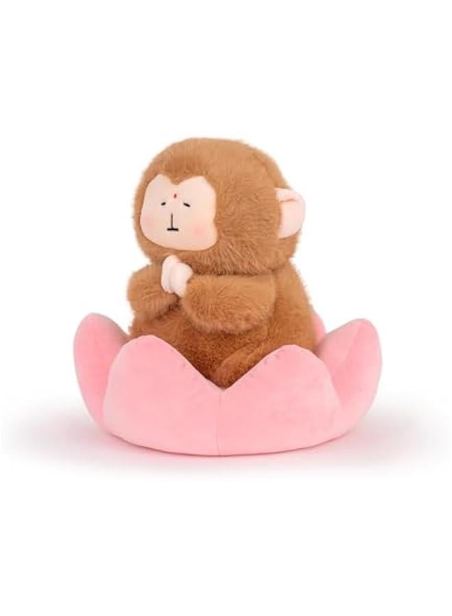 Monkey Stuffed Animal Cute Monkey Plush Soft Monkey Plushie with Lotus Monkey Toy Gift for Kids(10.5Inch) - Image 2