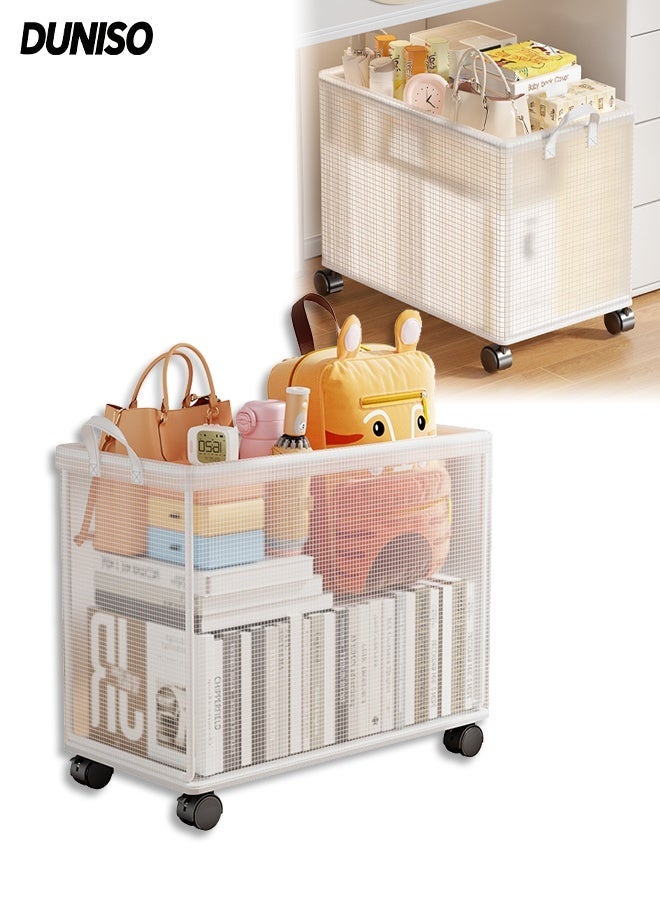 DUNISO Foldable Storage Shelves with Wheels,Waterproof Multifunctional Storage Basket,Unit Rolling Cart for Garage, Office, Basement, Bedroom,Bathroom(48*30*30) - Image 1