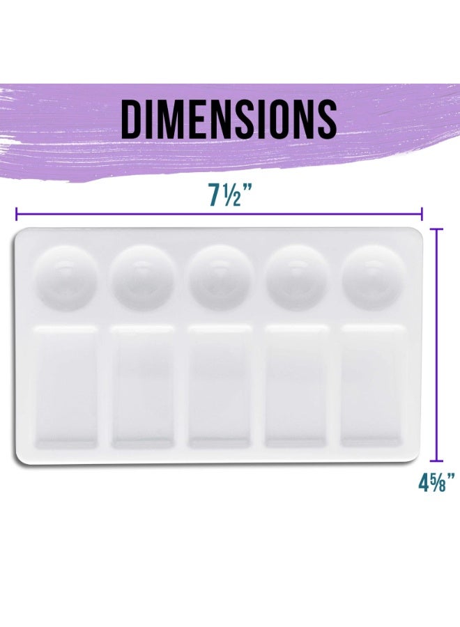 لوحة ألوان فنية مستطيلة بلاستيكية بعشرة خانات - بلتة لخلط الالوان - للأطفال، وطلاب الفنون، والحفلات - ألوان أكريليك، وزيتية، ومائية - Image 5