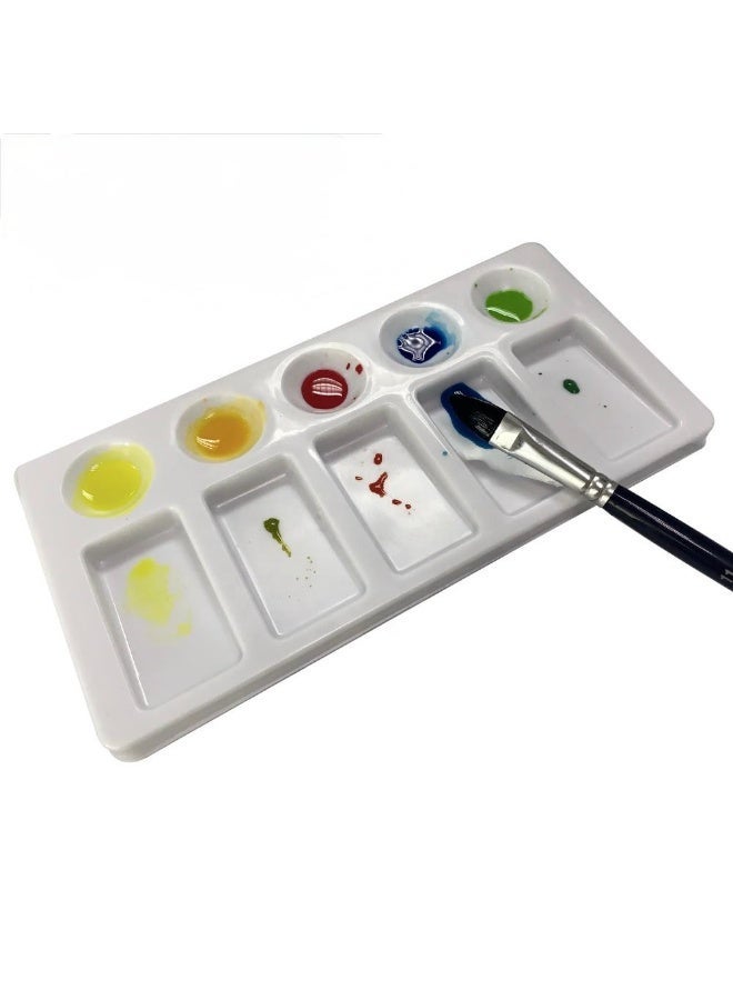 لوحة ألوان فنية مستطيلة بلاستيكية بعشرة خانات - بلتة لخلط الالوان - للأطفال، وطلاب الفنون، والحفلات - ألوان أكريليك، وزيتية، ومائية - Image 3