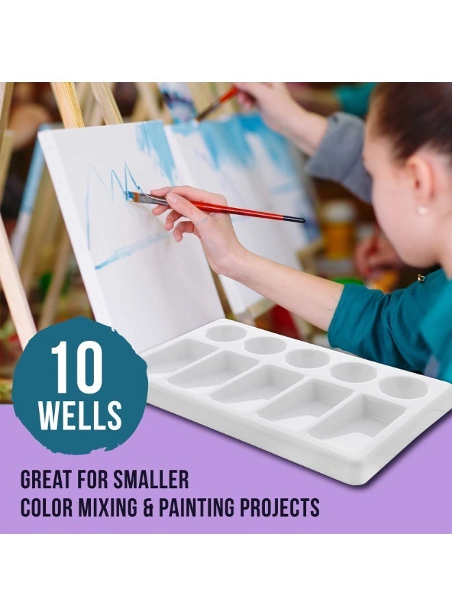 لوحة ألوان فنية مستطيلة بلاستيكية بعشرة خانات - بلتة لخلط الالوان - للأطفال، وطلاب الفنون، والحفلات - ألوان أكريليك، وزيتية، ومائية - Image 4