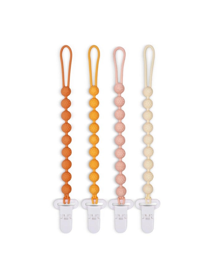 AmazingM One Piece Design Silicone Pacifier Clip Holder,Pack of 4 Flexible Paci Leash,Binky Clips with Textures for Baby Boys and Girls,Newborn Essential (Yellow) - Image 1