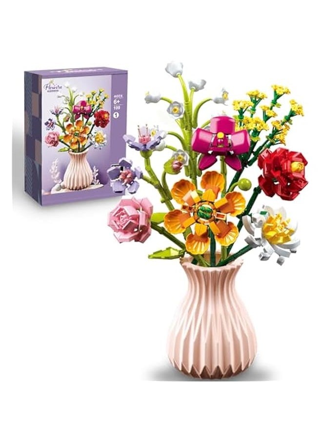 OCTOBER - Flowers Bouquet Building Set with Vase, 756PCS Orchid Botanical Collection Building Kit, Mother's Day Anniversary Birthday Gifts for Mom Women Girlfriend Adults 8+ - Image 1