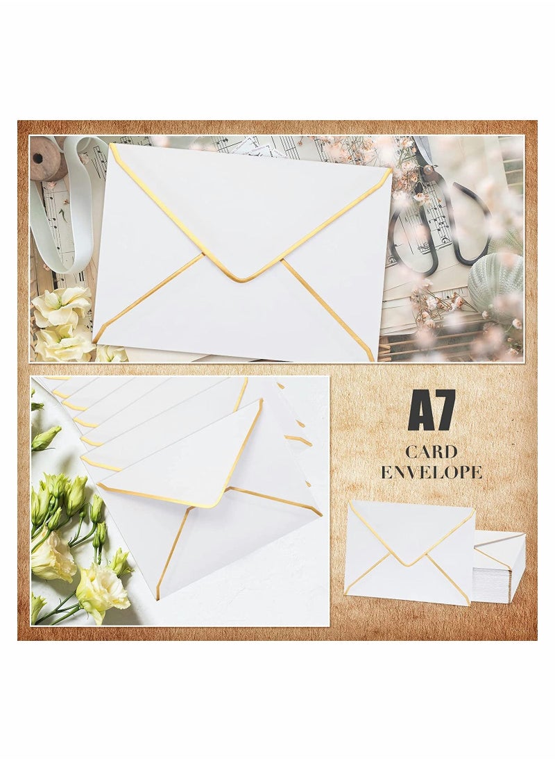 SYOSI 50 Pack 5x7 Envelopes for Invitations, SYOSI Self-Adhesive V Flap A7 Luxury Mailing Envelopes Cards with Gold Border for Wedding Greeting, Gift Cards, Graduation, Birthday Party (White)  - Image 5