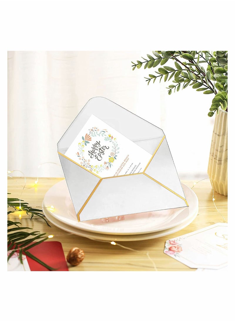 SYOSI 50 Pack 5x7 Envelopes for Invitations, SYOSI Self-Adhesive V Flap A7 Luxury Mailing Envelopes Cards with Gold Border for Wedding Greeting, Gift Cards, Graduation, Birthday Party (White)  - Image 3