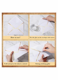 SYOSI 50 Pack 5x7 Envelopes for Invitations, SYOSI Self-Adhesive V Flap A7 Luxury Mailing Envelopes Cards with Gold Border for Wedding Greeting, Gift Cards, Graduation, Birthday Party (White)  - Image 4
