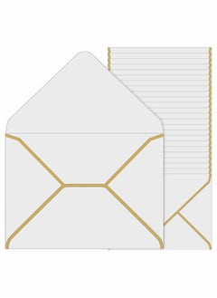 SYOSI 50 Pack 5x7 Envelopes for Invitations, SYOSI Self-Adhesive V Flap A7 Luxury Mailing Envelopes Cards with Gold Border for Wedding Greeting, Gift Cards, Graduation, Birthday Party (White)  - Image 1