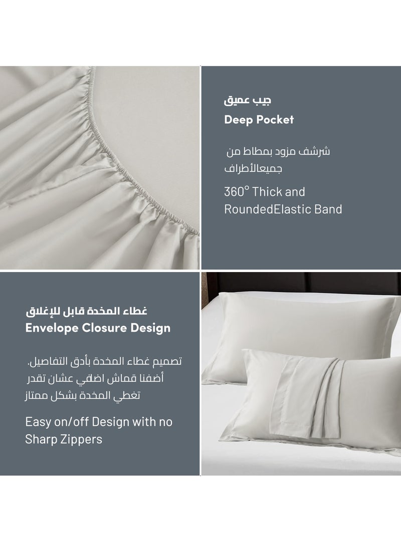 Donetella - Bedding Fitted Sheet 2-Pcs Twin Size Solid Bed Sheet Set Fits(120x200CM) With Pillowcases And 30 CM Extra Deep Brushed Microfiber Bed Sheet,Granite - Image 1