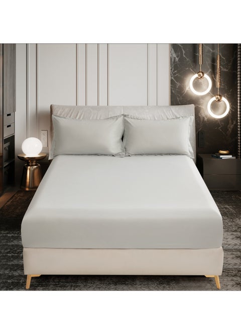 Bedding Fitted Sheet 2-Pcs Twin Size Solid Bed Sheet Set Fits(120x200CM) With Pillowcases And 30 CM Extra Deep Brushed Microfiber Bed Sheet,Granite