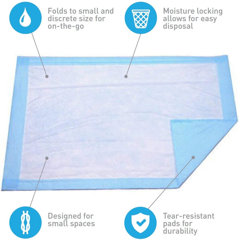 BrightCare Disposable Baby Changing Pad Liner - 25 Count (24 x 17 Inch) - Soft Disposable Blue Hospital Underpad - Waterproof and Absorbent for Infant and Child - Image 5