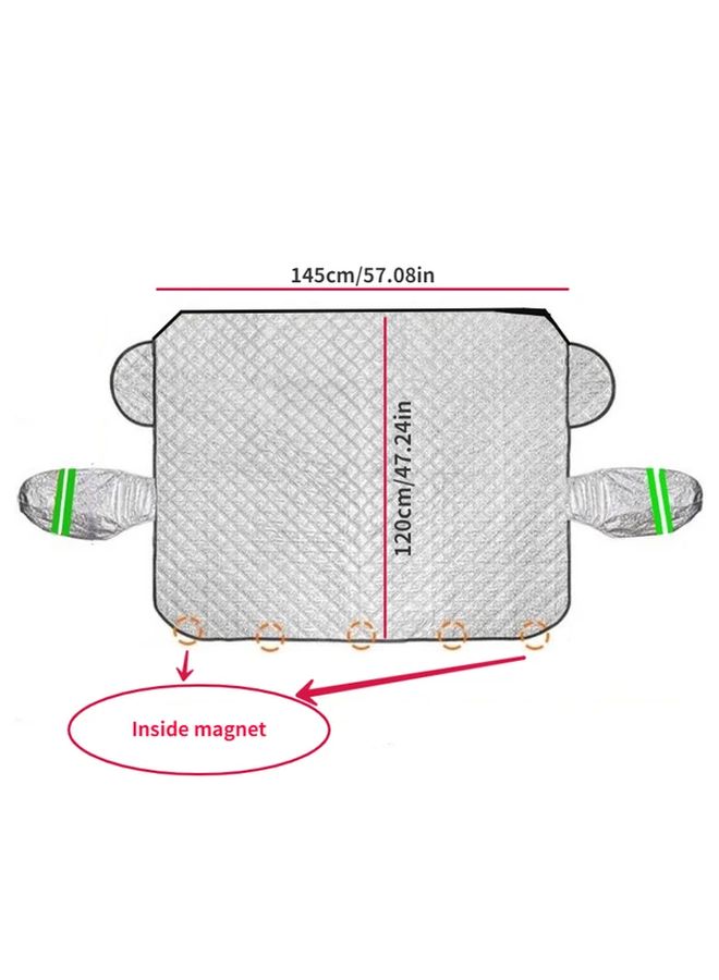 Silvery Car Magnetic Sunshade Cover Snow and Heat Protector Windshield Front Sun Protection Universal - Image 2