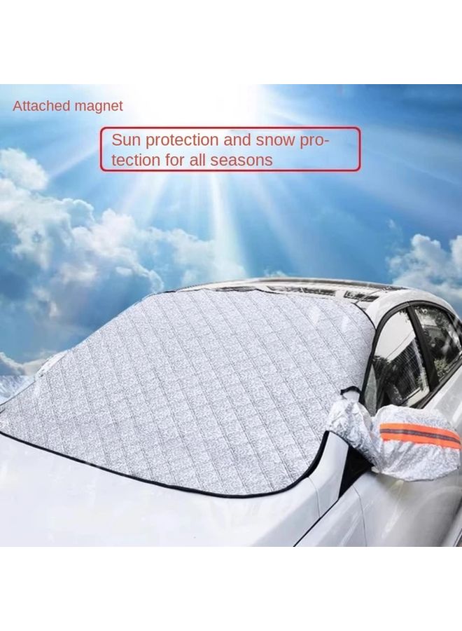 Silvery Car Magnetic Sunshade Cover Snow and Heat Protector Windshield Front Sun Protection Universal - Image 3
