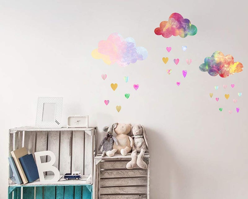 إياسو شارات الجدار السحابية شارات القلب جدار القشرة القابلة للإزالة وعصا الحضانة جدار شارات الأطفال ديكور غرفة غرفة - Image 5