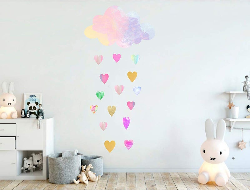 إياسو شارات الجدار السحابية شارات القلب جدار القشرة القابلة للإزالة وعصا الحضانة جدار شارات الأطفال ديكور غرفة غرفة - Image 2