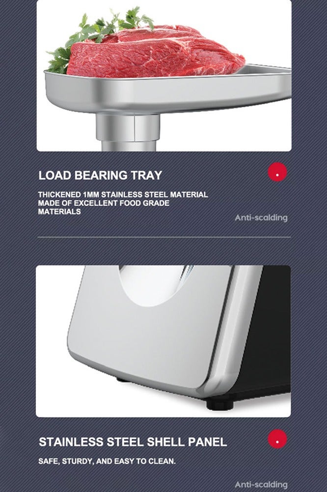 sokany Meat Grinder, Sausage Stuffer, 2800W Electric Meat Mincer with Reverse Function,Incude Stainless Steel Blades & 3 Grinding Plates,Sausage Maker & Kibbe Kit for Home Kitchen & Commercial Using,SK-06044,Silver/Black - Image 5