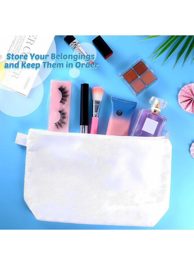 Metsi 12 Pieces Canvas Makeup Bags Plain Cosmetic Pouch with Zipper Blank DIY Bags for Travel Wedding Girls Women Toiletry Makeup Cosmetic Stationery (Pure White) - Image 4