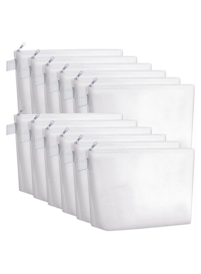 Metsi 12 Pieces Canvas Makeup Bags Plain Cosmetic Pouch with Zipper Blank DIY Bags for Travel Wedding Girls Women Toiletry Makeup Cosmetic Stationery (Pure White) - Image 1