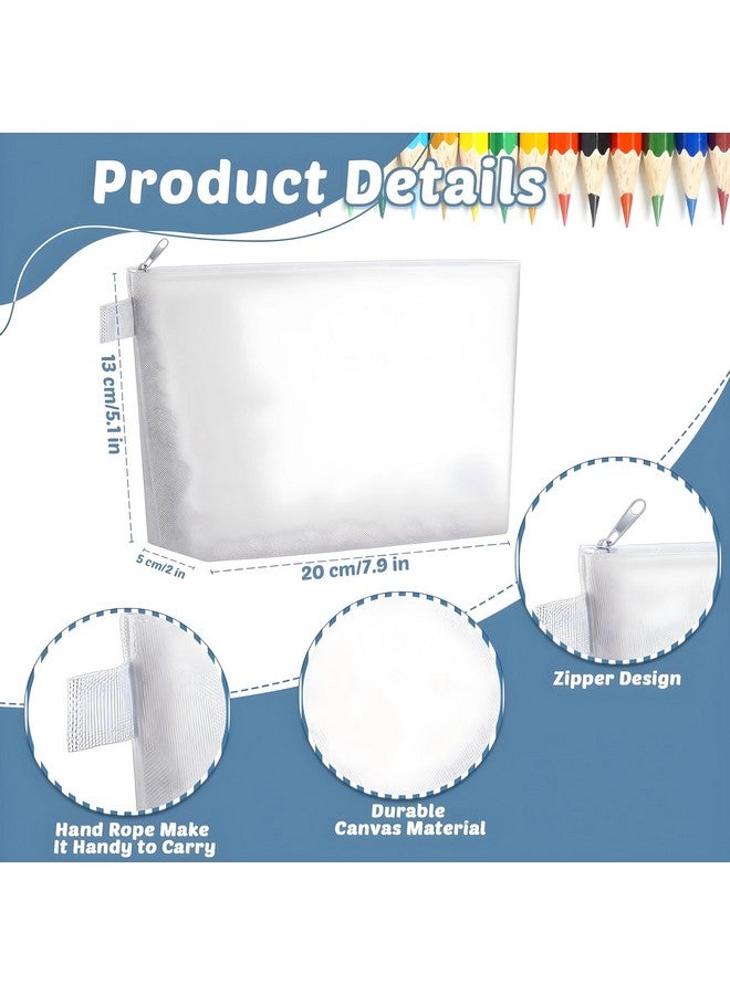Metsi 12 Pieces Canvas Makeup Bags Plain Cosmetic Pouch with Zipper Blank DIY Bags for Travel Wedding Girls Women Toiletry Makeup Cosmetic Stationery (Pure White) - Image 2