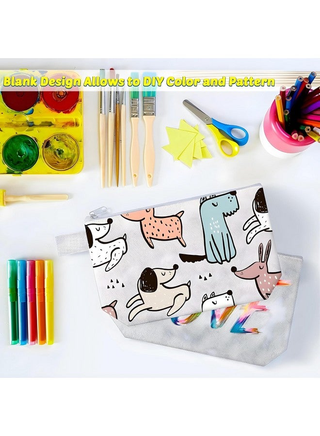 Metsi 12 Pieces Canvas Makeup Bags Plain Cosmetic Pouch with Zipper Blank DIY Bags for Travel Wedding Girls Women Toiletry Makeup Cosmetic Stationery (Pure White) - Image 3