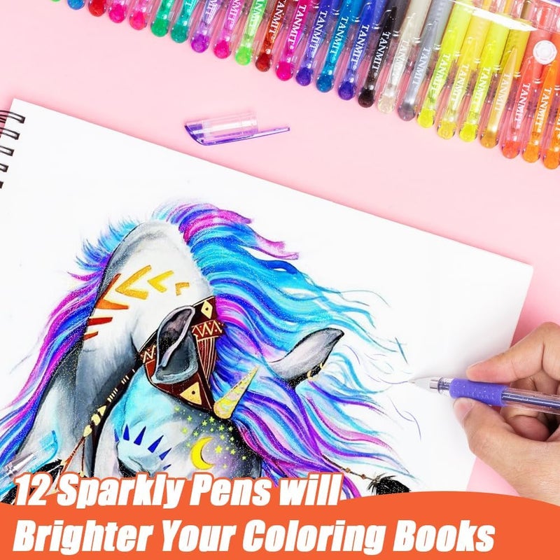 TANMIT 36 Colors Gel Pens Set for Adult Coloring Books, Colored Gel Marker with 40% More Ink, Great for Adult Doodling Scrapbooking Drawing - Image 4