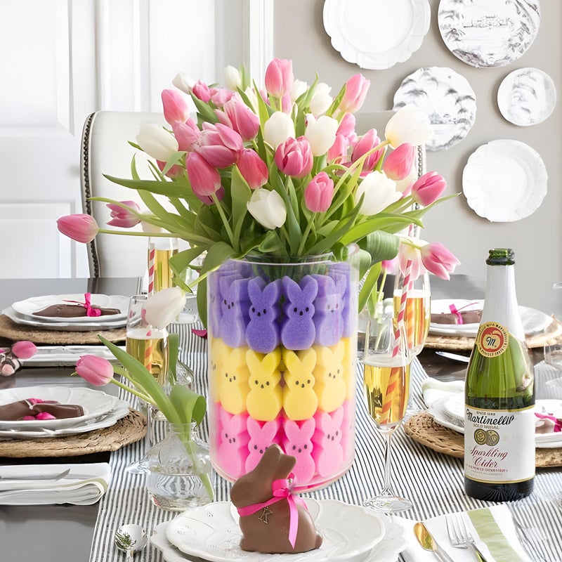 ORIENTAL CHERRY Easter Decorations - Easter Peeps Bunnies Vase Filler Set, Spring Decor Home Indoor Decoration Centerpieces for Tables - Image 5