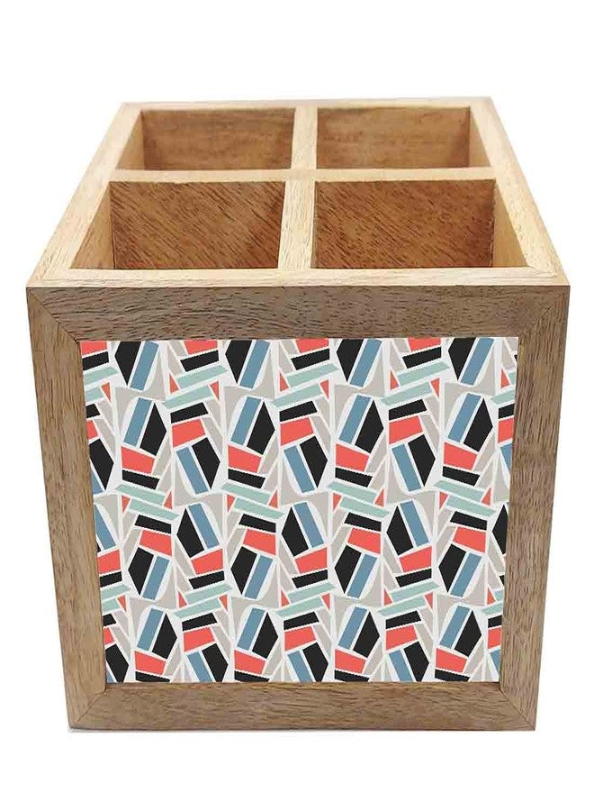 Nutcase Wooden Cutlery Stand Holder Silverware Caddy Spoons Forks Knives Organizer for Dining Table & Kitchen -Made in India-Spoons NOT Included - Pastel Patterns - Image 3