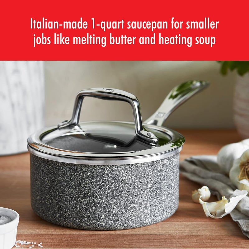 ZWILLING Vitale 1qt قدر غير لاصق مع غطاء مصنوع من الألمنيوم مقاوم للخدش صنع في إيطاليا - Image 2