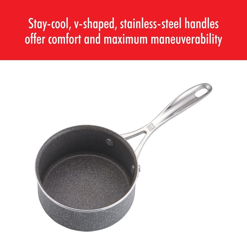ZWILLING Vitale 1qt قدر غير لاصق مع غطاء مصنوع من الألمنيوم مقاوم للخدش صنع في إيطاليا - Image 5