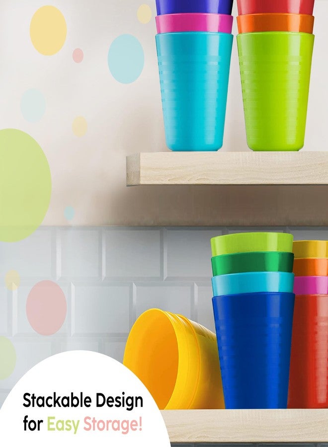 PLASKIDY Kids Cups - Set of 18 Plastic Toddler Drinking Cups, 8 Ounce Tumblers in 9 Assorted Colors - Reusable, Dishwasher Safe, BPA Free for Kids and Toddlers - Image 5