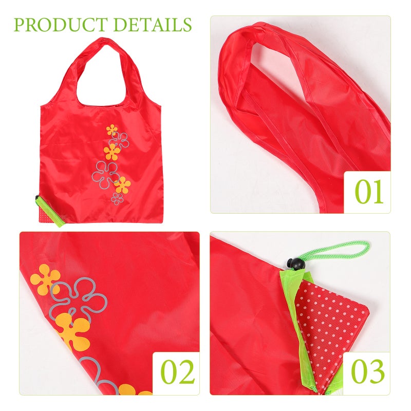 3 Pcs Reusable Folding Fruits Style Outdoor Handbags Portable Shopping Bag Polyester Women Tote (Strawberry Style) - Image 5