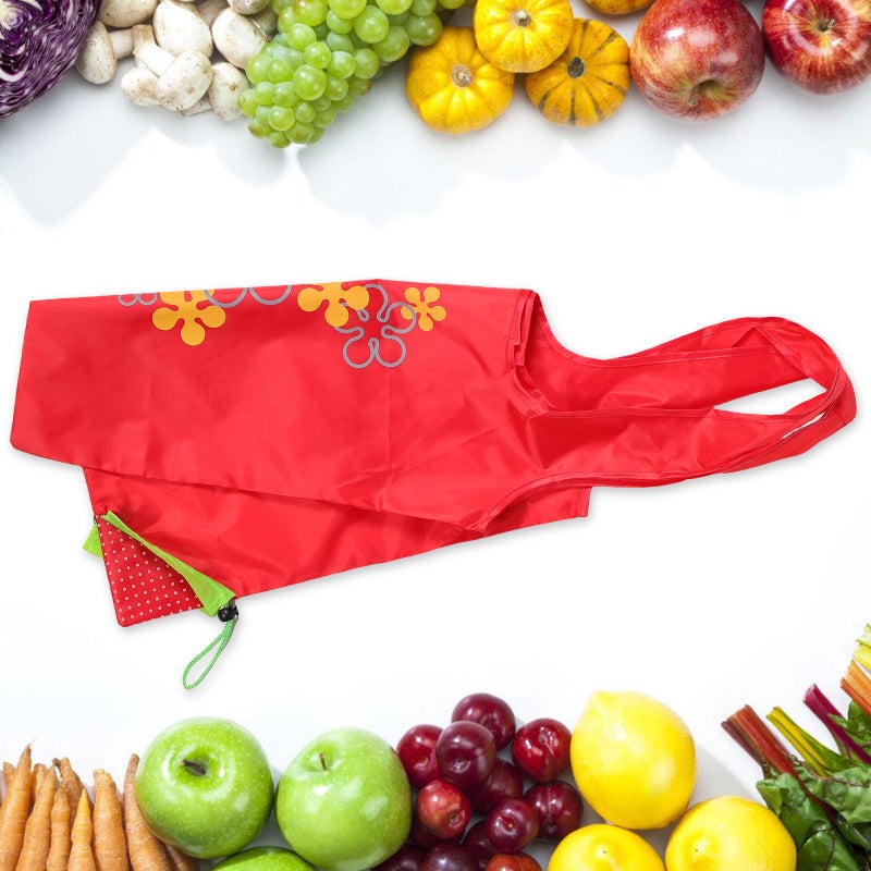 3 Pcs Reusable Folding Fruits Style Outdoor Handbags Portable Shopping Bag Polyester Women Tote (Strawberry Style) - Image 4